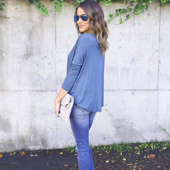 Twist Knot High Low Drapey Long Sleeve Knit Top - Picture 2 of 5